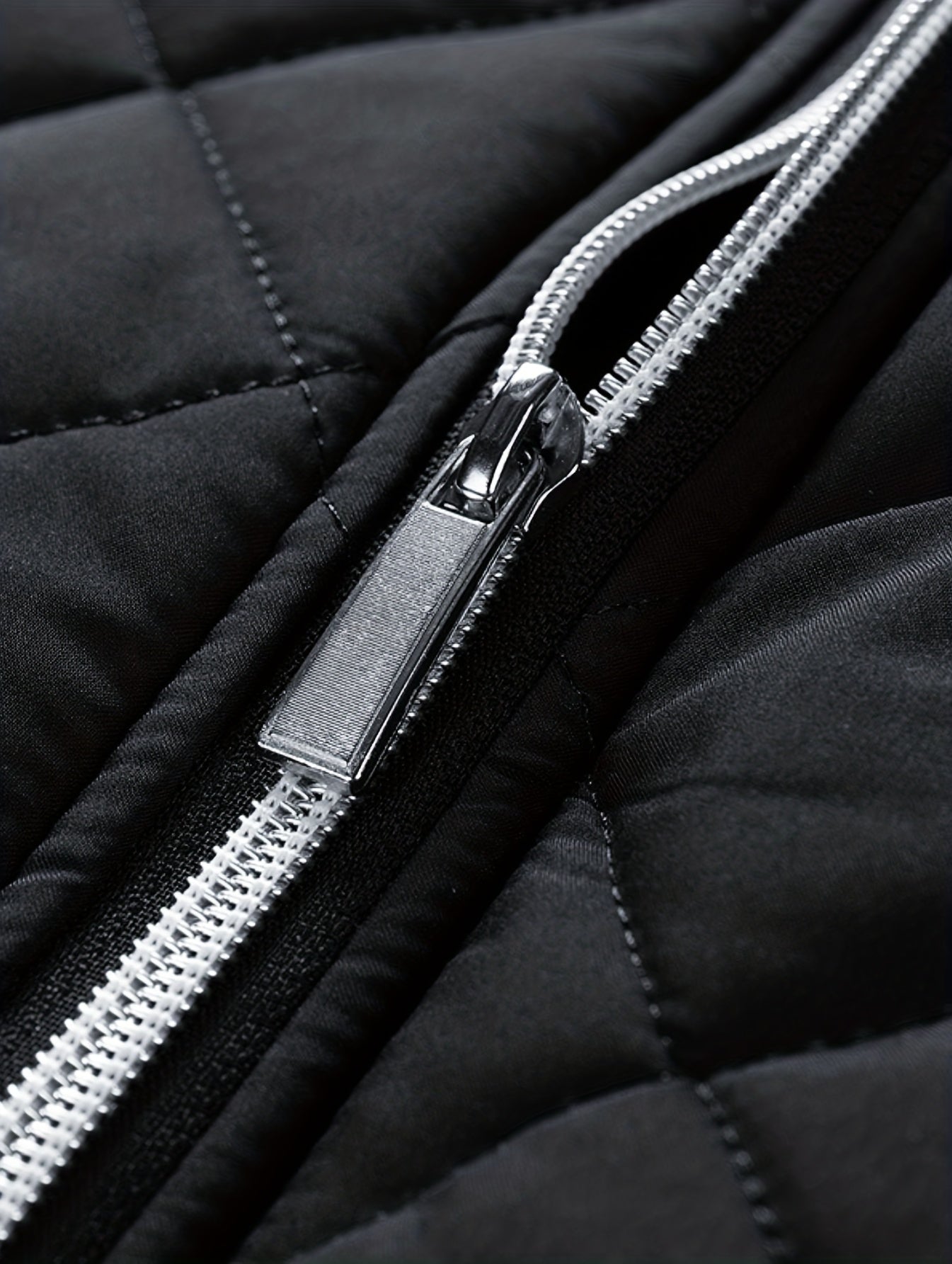 Men'S Diamond Pattern Fleece-Lined Jacket | Casual Stand Collar Warm Coat with Zipper Closure for Autumn and Winter