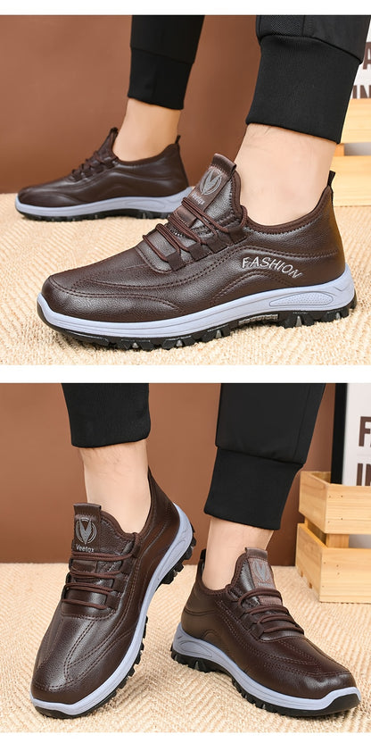 Men'S Winter Shoes - Lightweight Cold Weather Sneakers with Non-Slip Rubber Sole, Brown Formal & Casual Shoes for Dad, Everyday & Formal Events - Easy-Clean Synthetic Upper, Seasonal Footwear, Sleek Design, Comfortable Fit, L