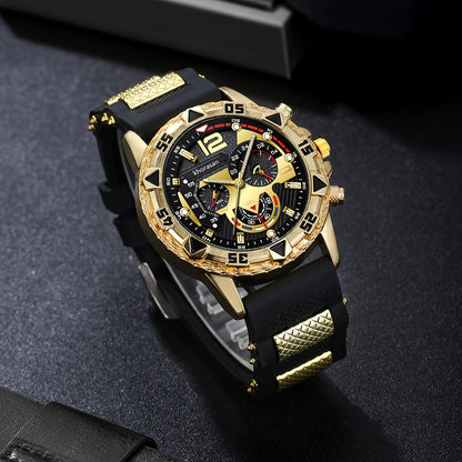 5pcs3 Men's handsome high-end fashion quartz watch + wallet glasses key chain gel pen value gift box set is the best choice for holiday birthdays