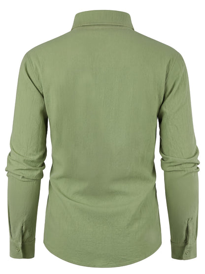 Men's Linen Casual Shirt Solid Color Lapel Breathable Top
