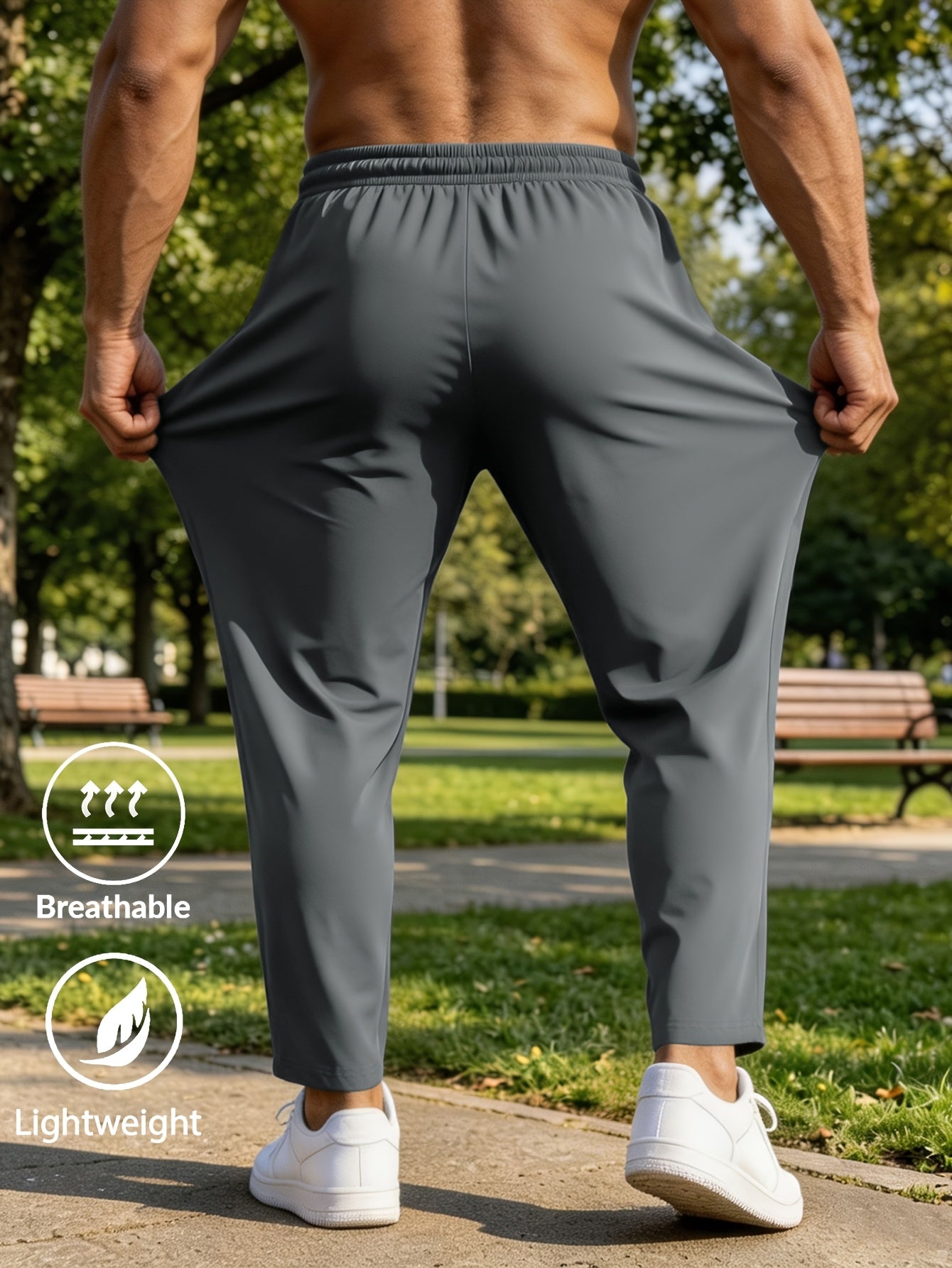 Men's Lightweight Stretch Casual Pants with Drawstring Waist
