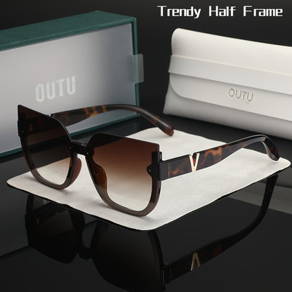 Trendy Semi-Rimless Cat-Eye Women's Eyewear with Polycarbonate Frame