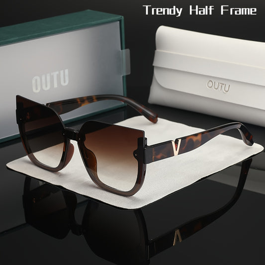 Trendy Semi-Rimless Cat-Eye Women's Eyewear with Polycarbonate Frame