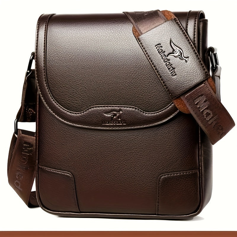 1pc KANDIDER Men's Fashion Crossbody Bag - Brown Vertical Shoulder Satchel with Adjustable Strap, Large Capacity for Business  Casual Travel