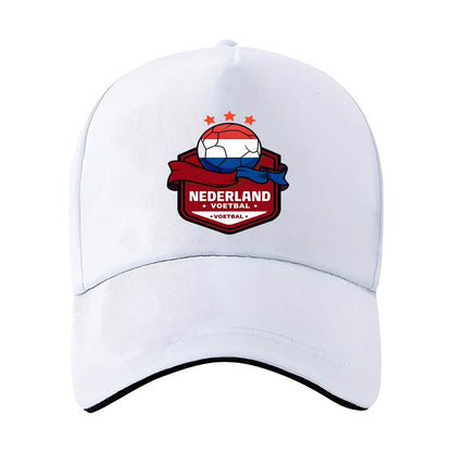 Dutch Football Crest Adjustable Baseball Cap with Netherlands Flag