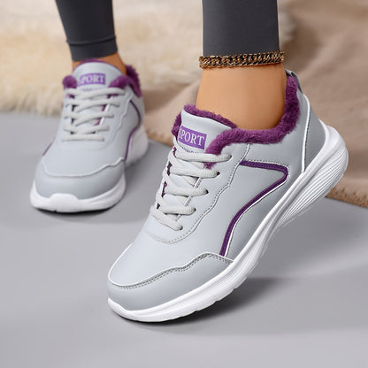 Women'S Winter Snow Boots - Thick Platform Sole for Traction, Lightweight Cold Weather Shoes with Lace-Up Closure, Slip-Resistant EVA Outsole - All- Synthetic faux leather-like Upper - Warm Insulated for Running, Hiking, Ever