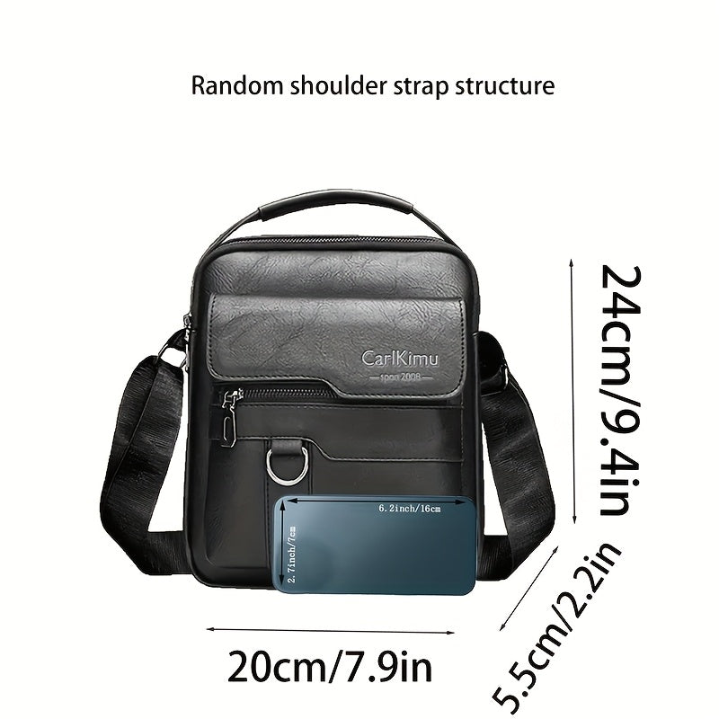 New Men's shoulder bag fashion leisure bag small satchel vertical handbag business Men's diagonal bag [zipper direction random]