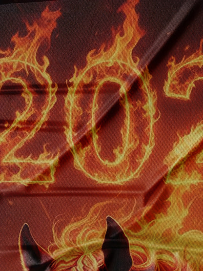 Men's 3D Horse & Flame Graphic T-Shirt with 2026 Number Design - Red & Black Casual Summer Tee, Regular Fit