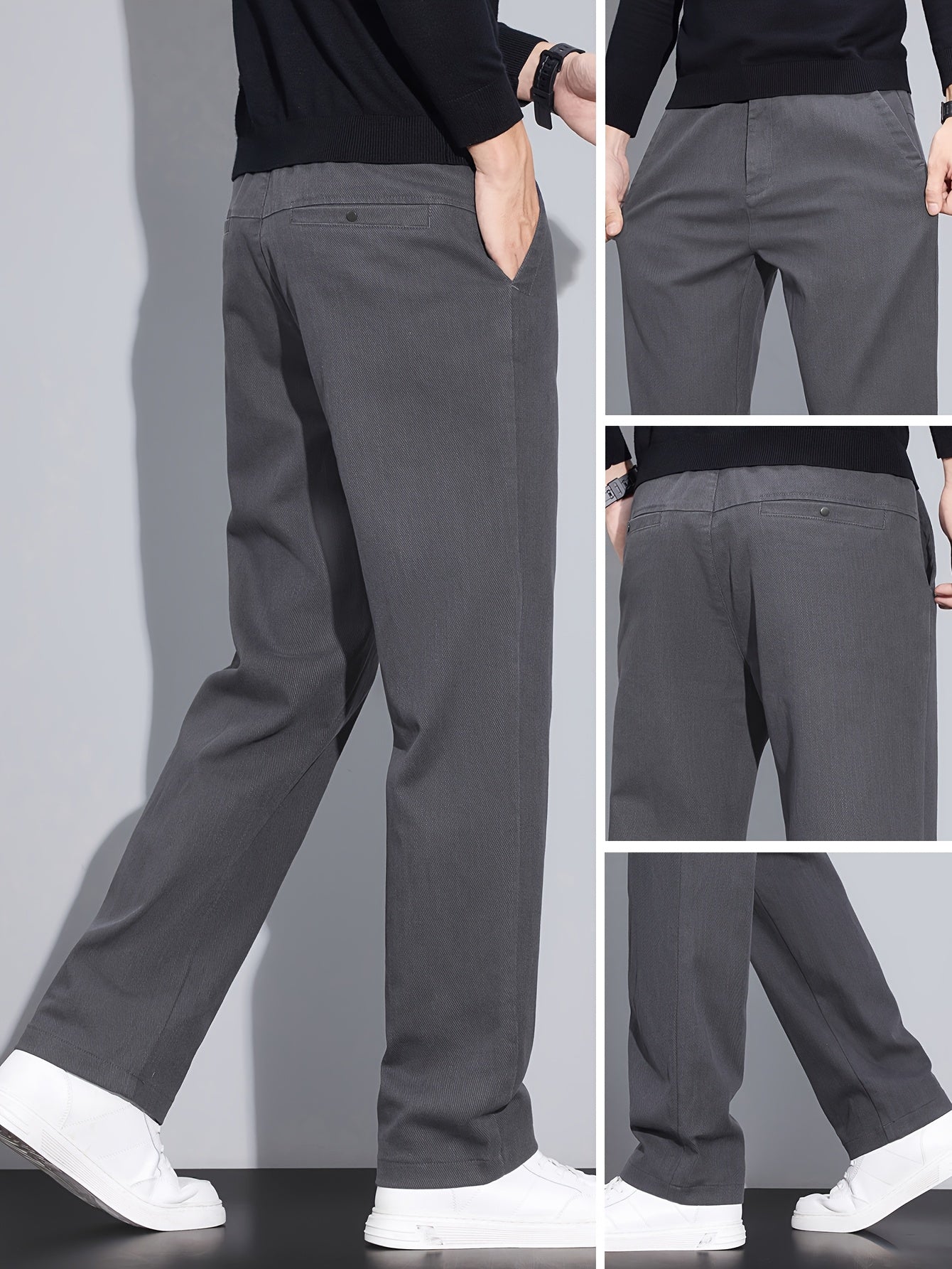 Men's Slim Fit Straight-Leg Casual Pants, Lightweight & Durable