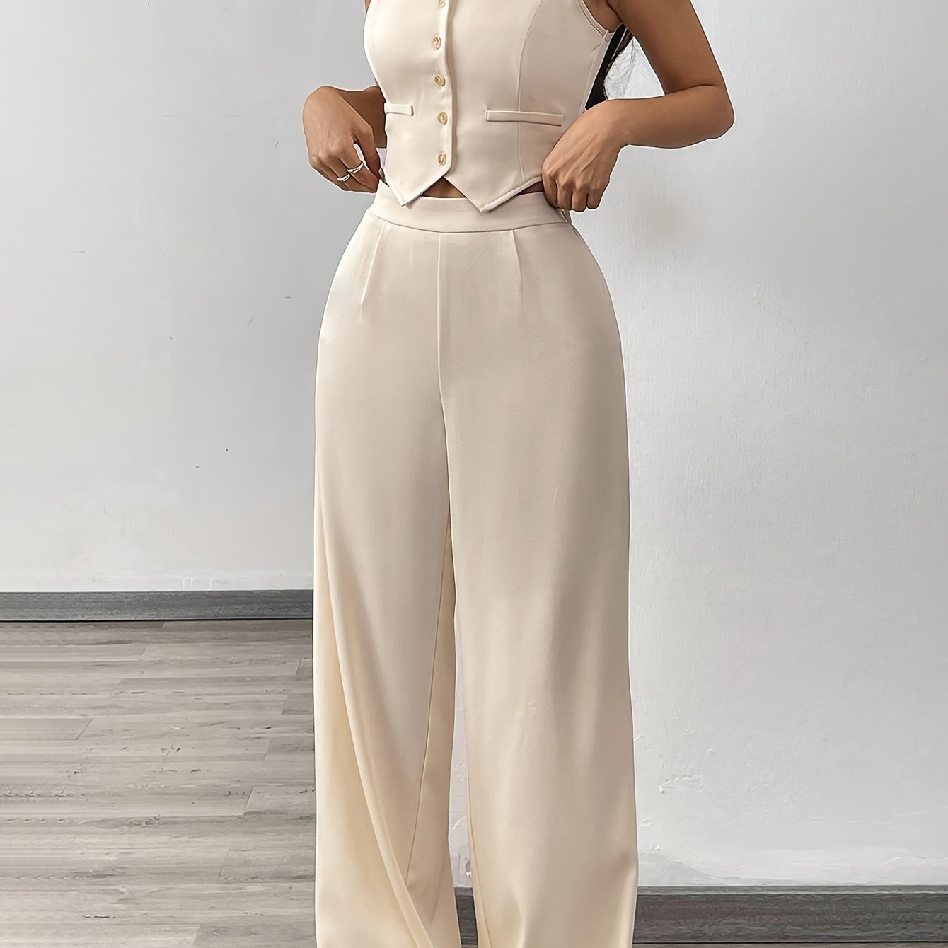 2026 Spring/Summer Casual Fashion Women'S Two-Piece Set Featuring a Vest Top And Fitted Straight-Leg Pants That Enhance The Leg Shape