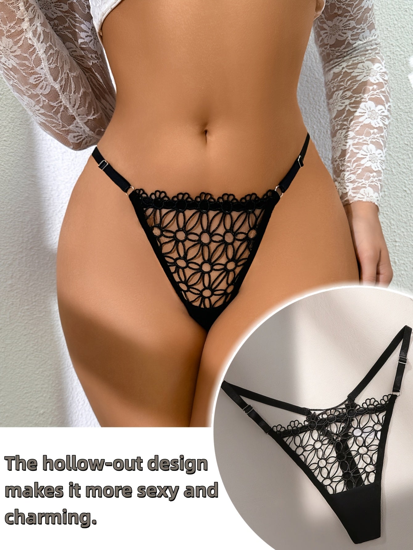 Sexy Semi-Sheer Lace Tanga Panties for Women