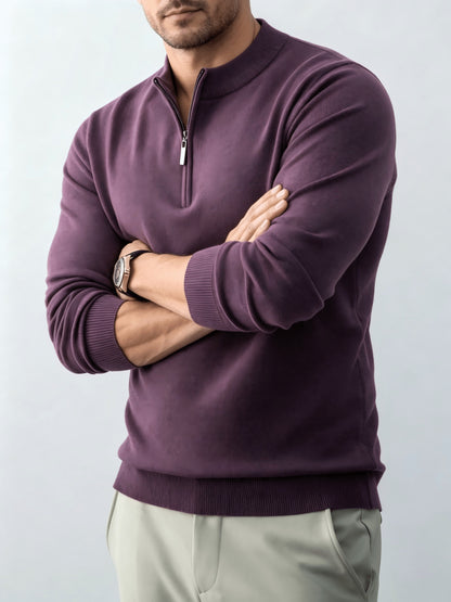 Men's Fall/Winter Half-Zip Stand Collar Knit Pullover Sweater