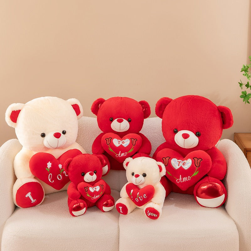 Red Heart Bear Plush Toy - Sitting Teddy Bear with "I Love You" Design, Soft Stuffed Animal for Valentine'S Day, Birthday, or Wedding Gift, Romantic Gift Item, Playful Design, Quality Craftsmanship