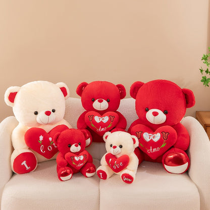 Red Heart Bear Plush Toy - Sitting Teddy Bear with "I Love You" Design, Soft Stuffed Animal for Valentine'S Day, Birthday, or Wedding Gift, Romantic Gift Item, Playful Design, Quality Craftsmanship