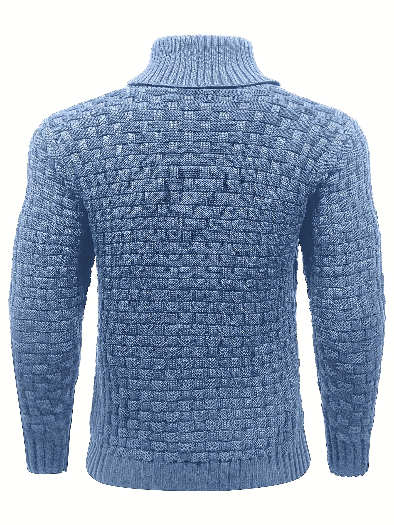 Men's Casual Waffle Pattern High Stretch Sweater, Chic Mature Pullover Sweater For Fall Winter