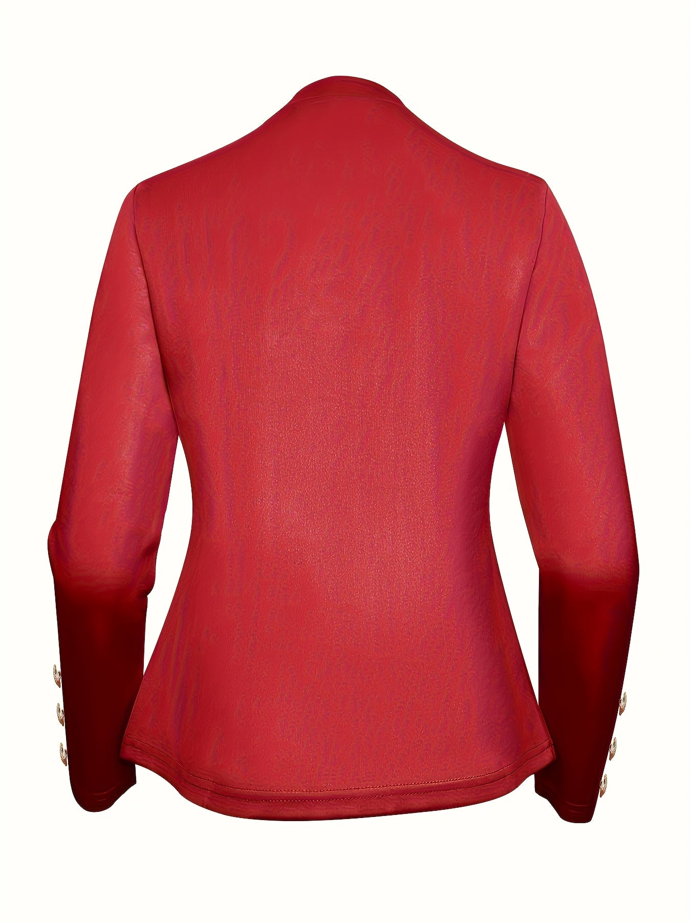 Plus Size, Women's Navy Blue Double-Breasted Blazer - Elegant Long Jacket with Button Front Closure, Machine Washable Office & Party Coat for Women, Formal Everyday Chic Outerwear, Spring Fashion, Classic Silhouette, Structur