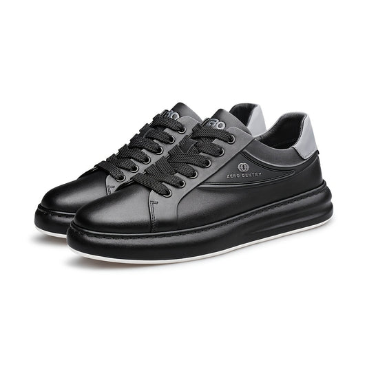 ZRO Zero Degree Men's Black Leather Casual Skate Sneakers