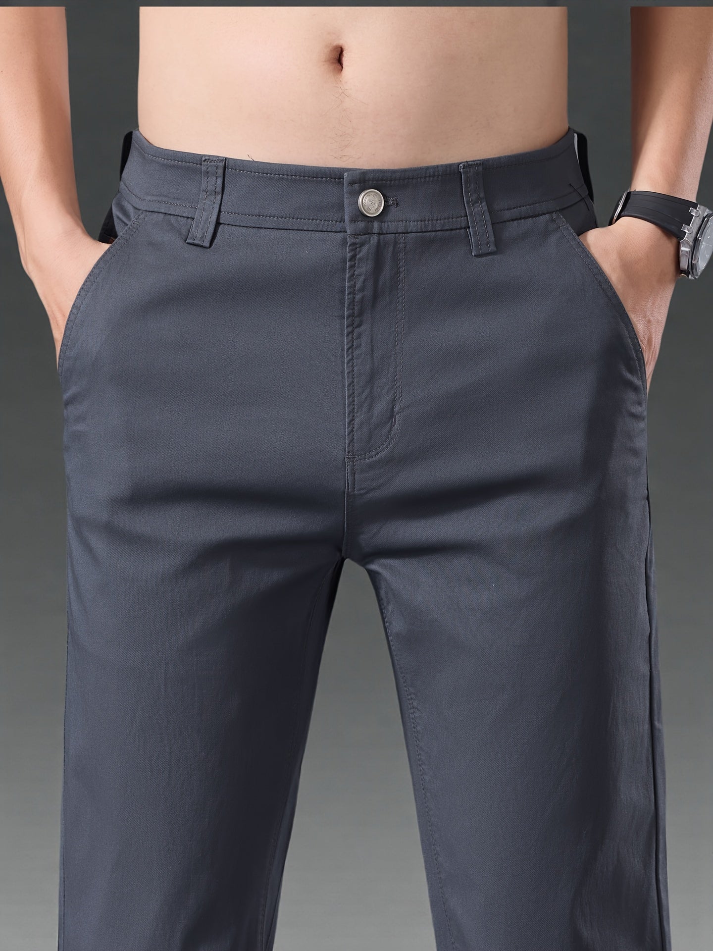 Men's High-End Cotton Twill Chinos - Comfortable Casual Fit