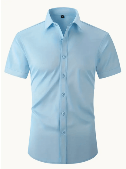 Men's Stretch Solid Color Short Sleeve Shirt for Summer