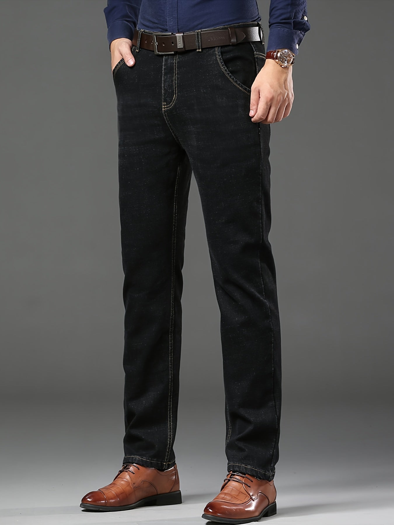 High-quality Men's Denim Trousers, Business Style, Elastic Men's Pants, New Autumn/winter Fashion Trend