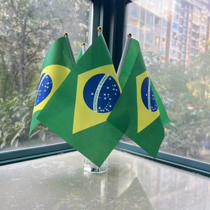 5pcs Small Brazilian Flags Handheld Polyester for Events