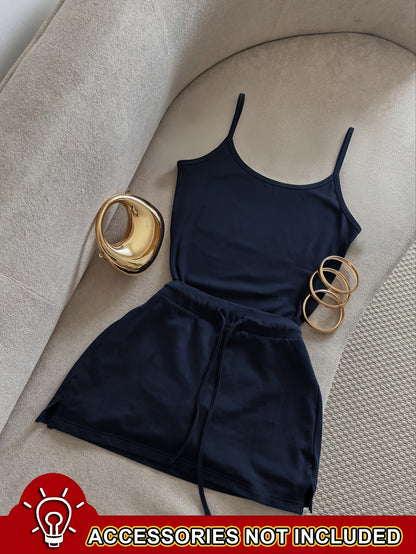 Women's Casual 2-Piece Set Slim-Fit Camisole & A-Line Culottes