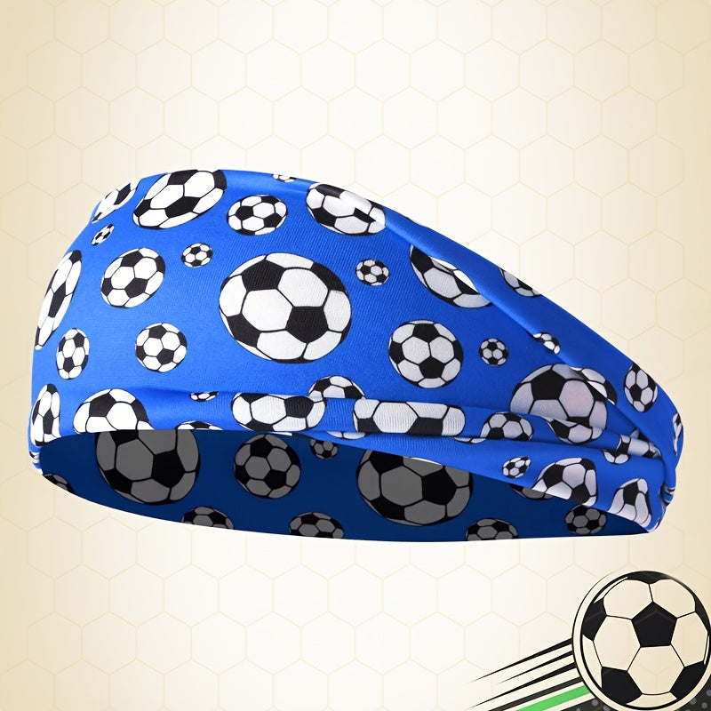 Unisex Elastic Soccer Print Headband for Training & Casual Wear