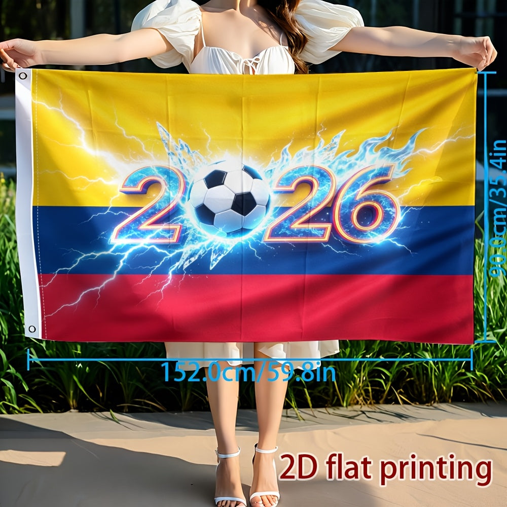 2D Flat Colombia 2026 Football Fan Cheer Flag Banner