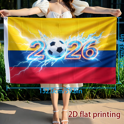 2D Flat Colombia 2026 Football Fan Cheer Flag Banner