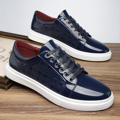 Sneakers, Shoes, White Rubber Sole, Exquisite Lattice Embossing on The Side, Lace-Up Round Toe, Versatile for Everyday Wear in All Four Seasons - ayq