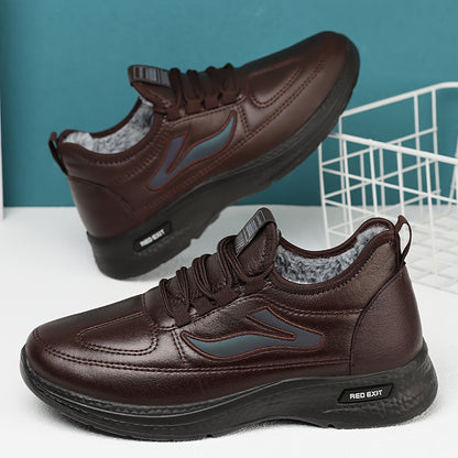 New Winter Men's Versatile Casual Sports Shoes with Fleece Lining, Warm and Comfortable Soft Sole Sneakers