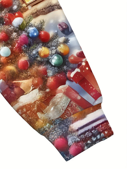 Boys' Digital Print Hooded Sweatshirt and Sweatpants Set - Christmas Hooded Pullover and Long Pants Two-Piece Set, Perfect for Outdoor