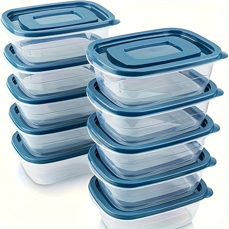 10pcs Reusable Food Storage Container Set with Leakproof Lids - BPA-Free Plastic Meal Prep Boxes for Kitchen, Office, School & Picnics - Dishwasher & Microwave Safe Organizer.