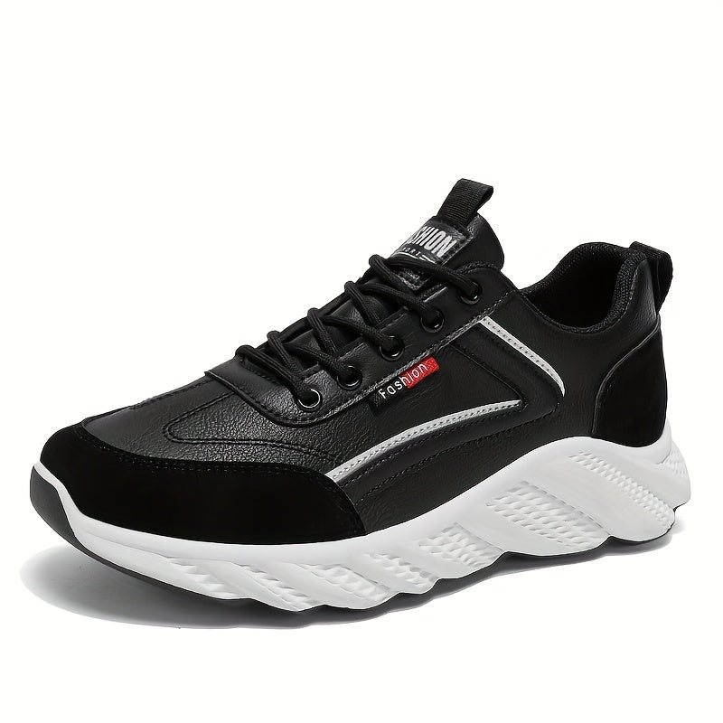 Men's Versatile Casual Sneakers - White  Green Low-Top Lace-Up Shoes with Rubber Sole, Comfortable for Casual Attire and Athletic Activities