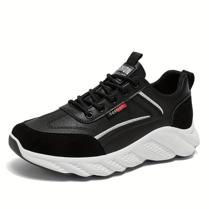 Men's Versatile Casual Sneakers - White  Green Low-Top Lace-Up Shoes with Rubber Sole, Comfortable for Casual Attire and Athletic Activities