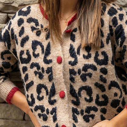 Chic Leopard Print Cardigan