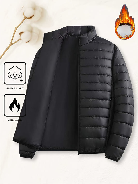 Men's Padded Coat - Men's Autumn/Winter Warm Outerwear - Men's Top - Men's Stand Collar Jacket - Men's Coat Jacket - Men's Warm Coat - Men's Overcoat - Men's Clothing - Men's Cold-Proof Coat - Autumn/Winter Coat, Solid Color,