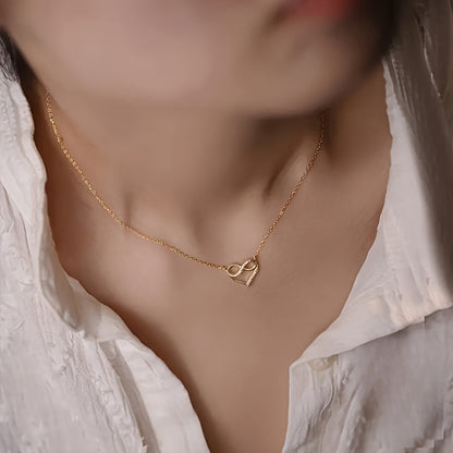 Women's Elegant Heart Pendant Necklace with Zirconia