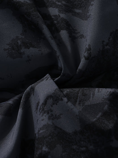 Men's Winter Mountain Camo Hooded Jacket with Insulating Polyester Fill - Stand Collar & Zippered Pockets, Machine Washable Outdoor Coat for Hiking, Camping, Casual Wear - White/Black/Gray (Regular Fit) by Ocean Muai Xing