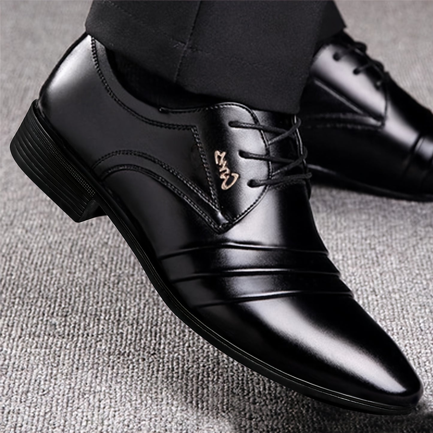 Men's Classic Oxford Dress Shoes Slip-On Pointed Toe Black