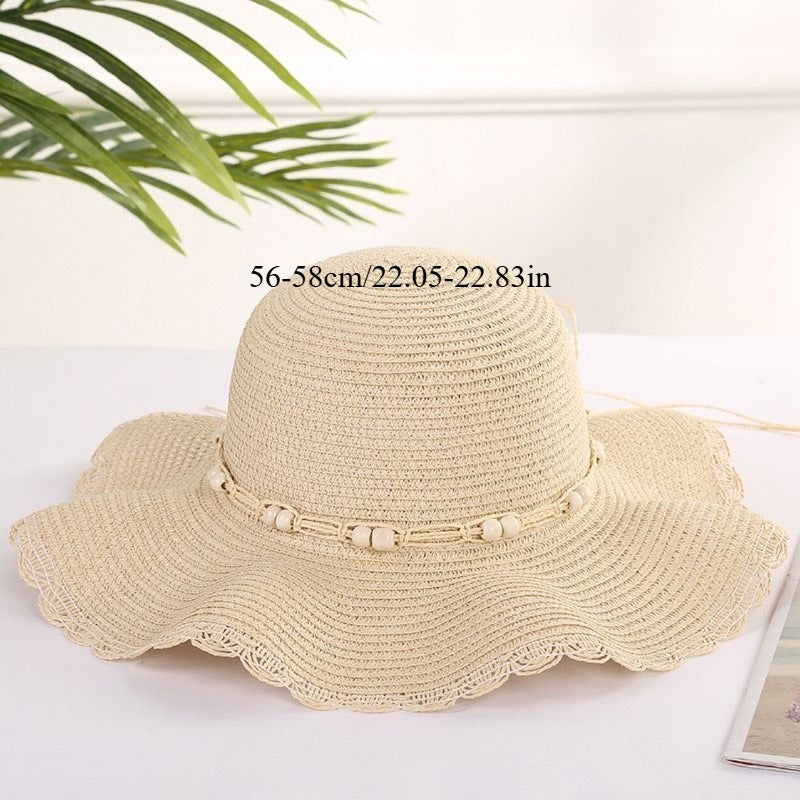 Women’s Wide Brim Linen Sun Hat Breathable Beach Hat