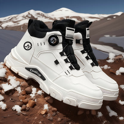 Men's New Winter Thickened -Lined Boots, Three Color Options, Comfortable and Warm, Easy On/Off with Knob Design, Suitable for Outdoor Snow, Hiking, and Mountaineering