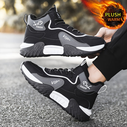 Men's Winter Fleece Ankle Boots Warm Non-Slip Casual Shoes