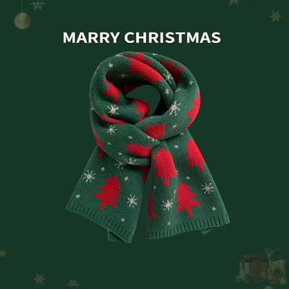 Red and Green Christmas Tree Scarf - Women's Autumn/Winter Warm Scarf, Versatile for Students and Couples, Christmas Gift Red and Green Neck Warmer, Elegant High-End Scarf for Women, Men's Winter Scarf