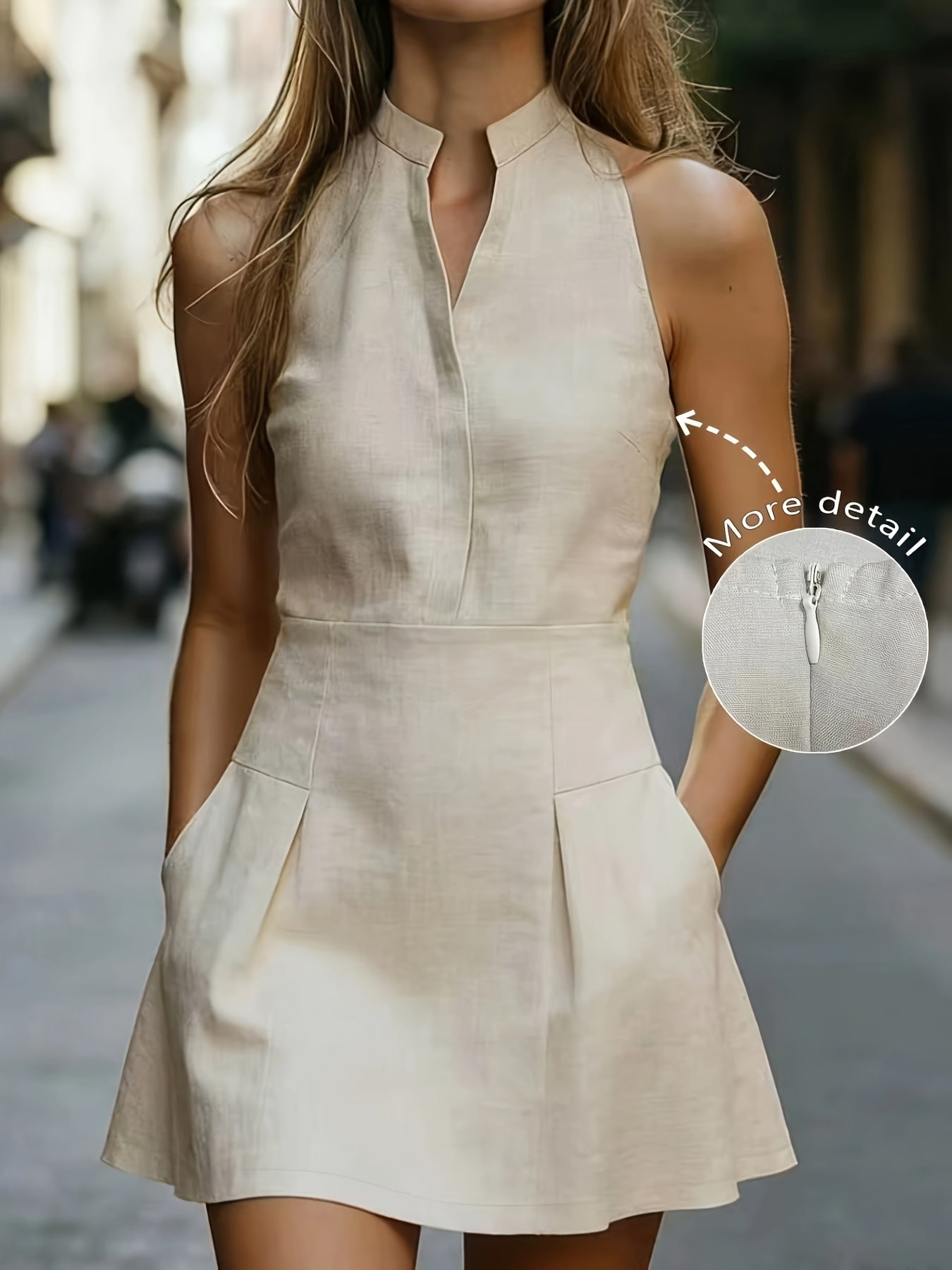 Women's Solid V-Neck Casual A-Line Dress for Spring