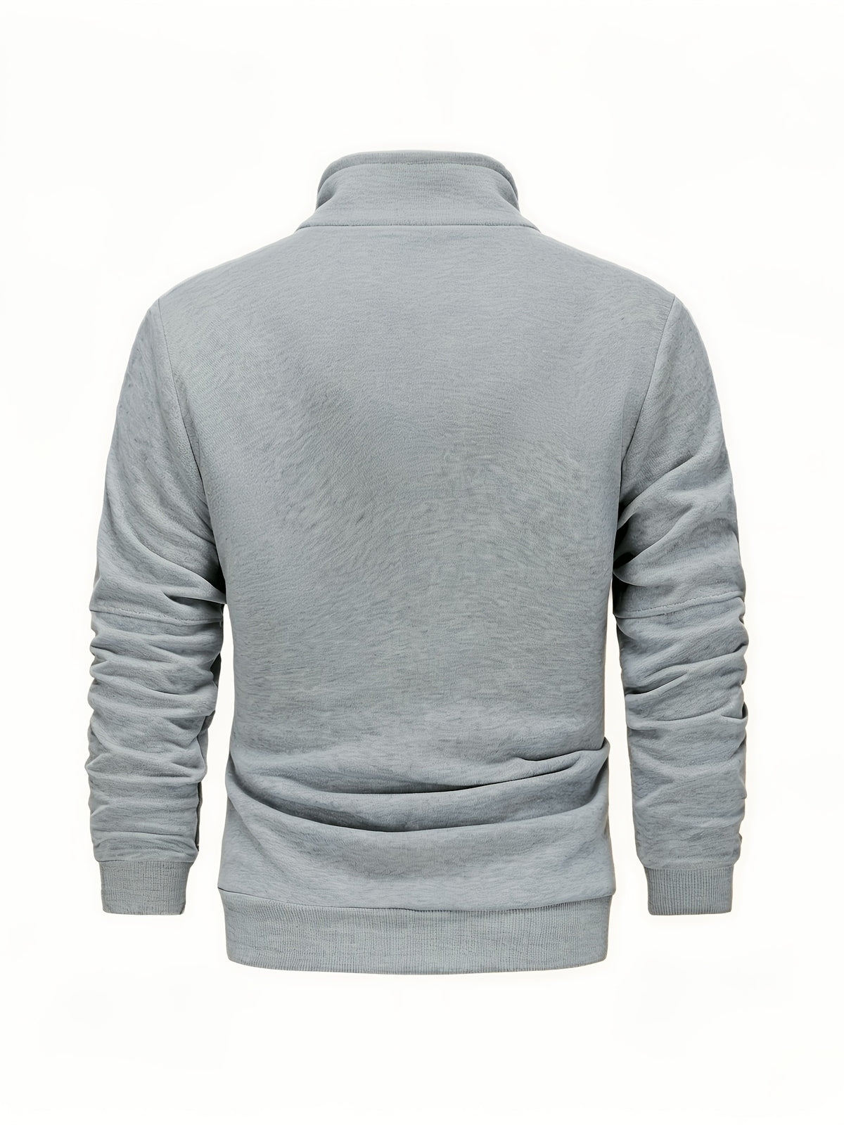 Men's Casual Stand Collar Zipper Fleece Jacket for Fall Winter