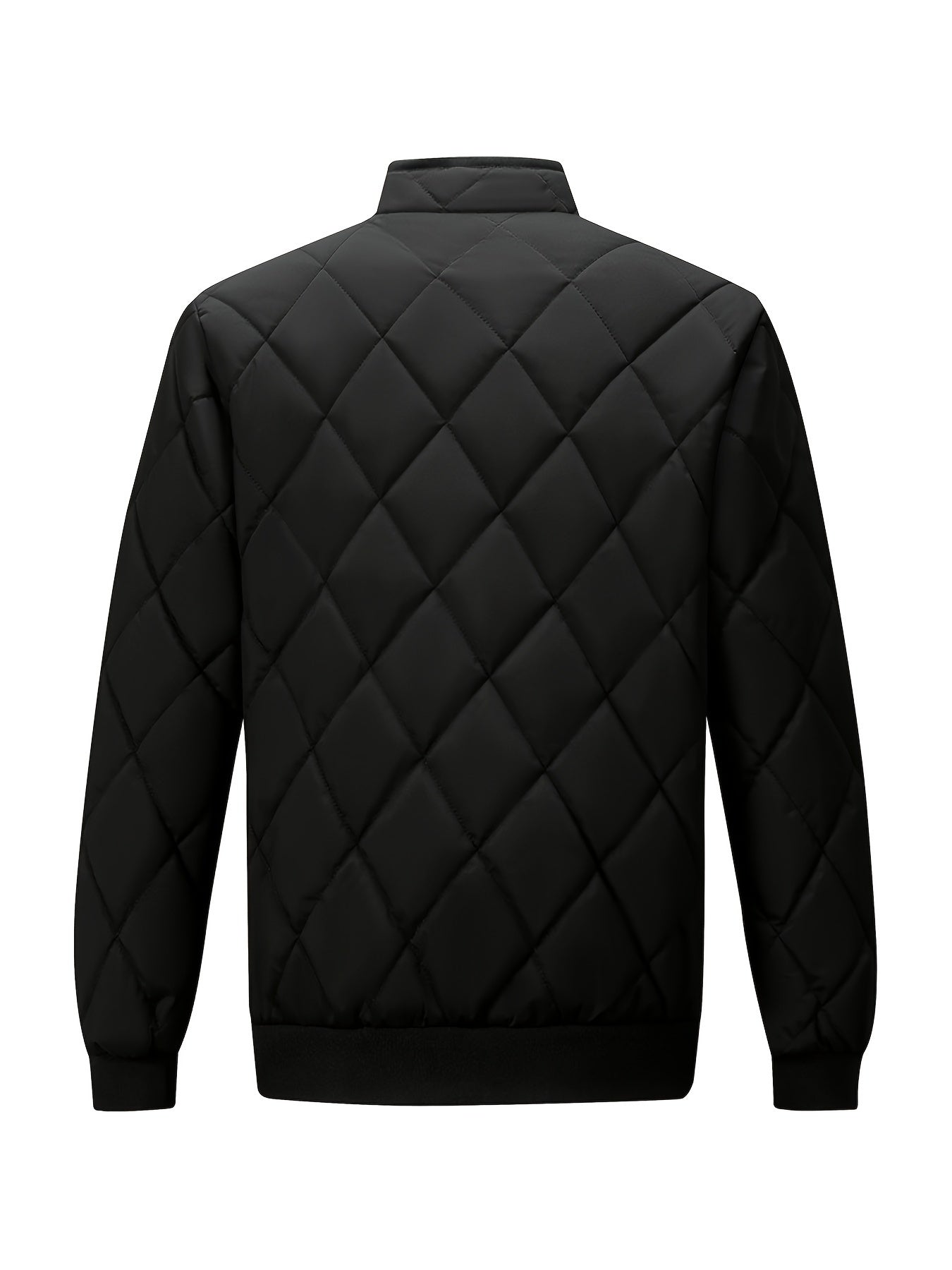 Men'S Lightweight Quilted Jacket - Solid Color Stand Collar Winter Coat with Pockets, Casual Regular Fit for Cold Weather, Versatile Outerwear, Durable Outerwear
