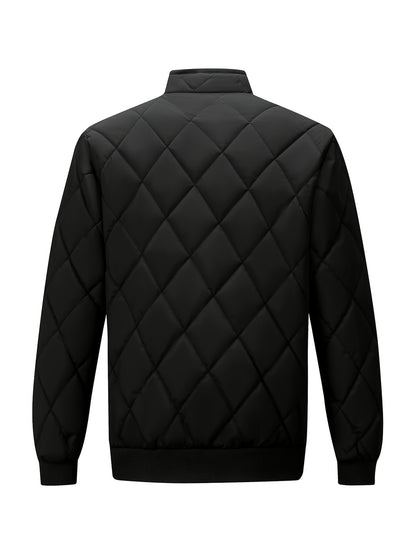 Men'S Lightweight Quilted Jacket - Solid Color Stand Collar Winter Coat with Pockets, Casual Regular Fit for Cold Weather, Versatile Outerwear, Durable Outerwear