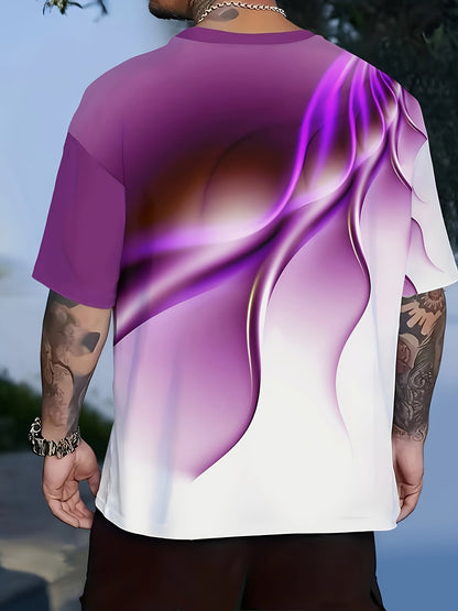 Men'S Round Neck T-Shirt with a Simple Multicolored Bird Pattern Print in Trendy Style.