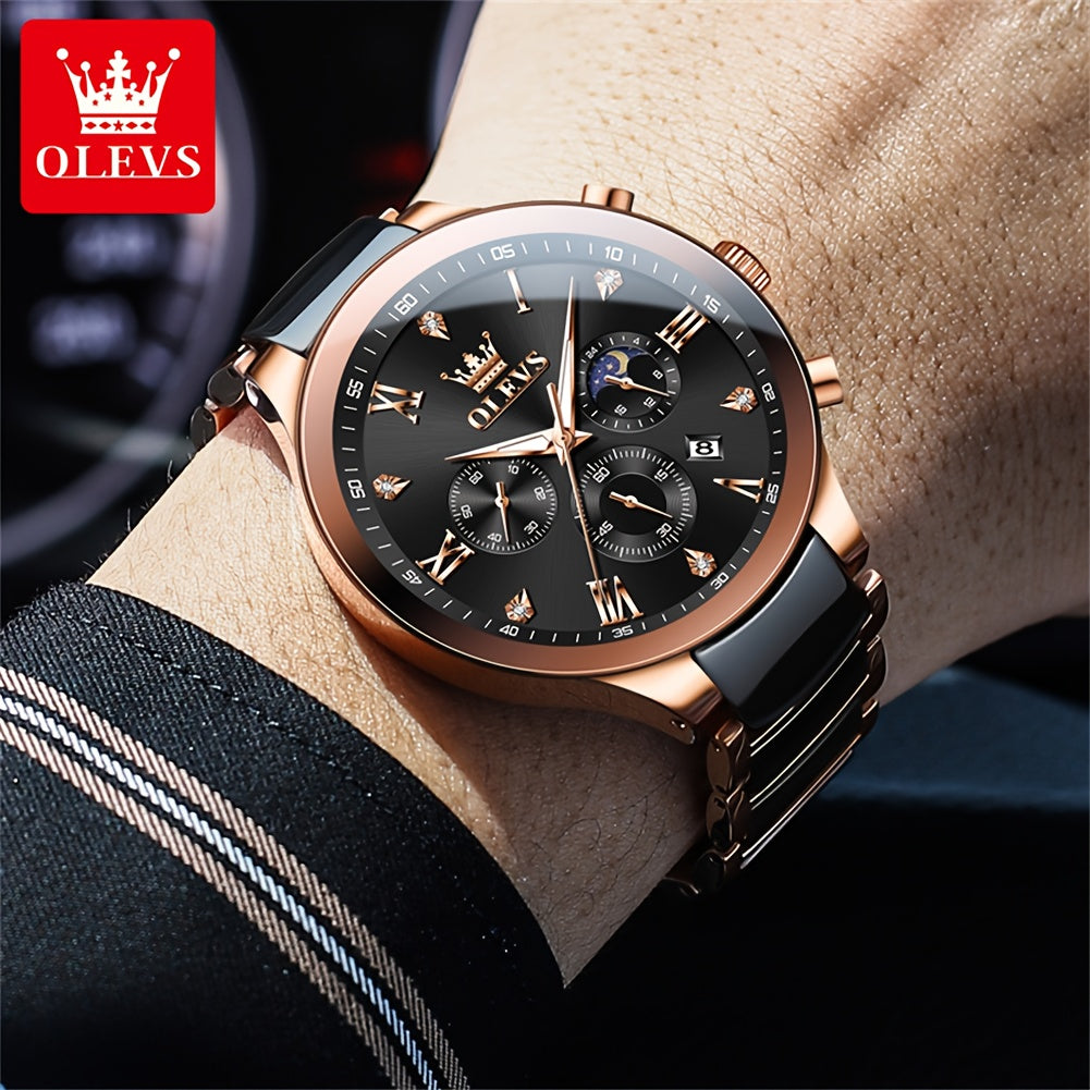 OLEVS Men's Stainless Steel Business Watch with Chronograph